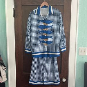 SHEIN Blue and White Checkered beach outfit